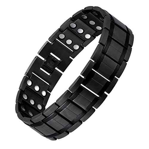 Jeracol Titanium Steel Magnetic Bracelet for Men,3X Ultra Strength Magnets Magnetic Bracelet with Unique Folding Clasp Brazaletes,Magnetic Wristband for Christmas,Adjustable Size&Gift Box