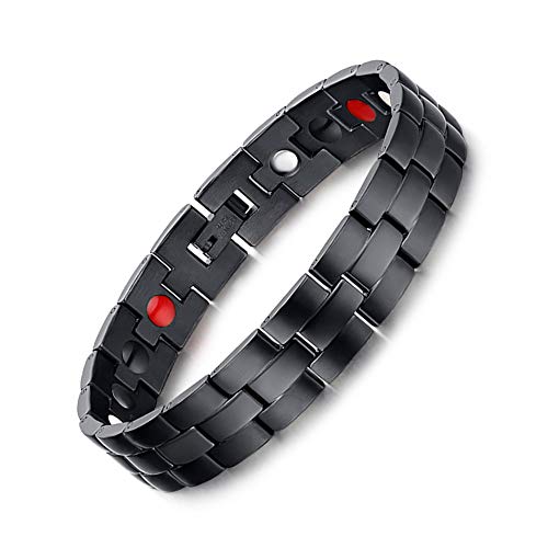 Jeracol Magnetic Bracelet Men Bracelet with 4 Element Magnets Titanium Steel Bracelet Gifts with Remove Tool & Gift Box