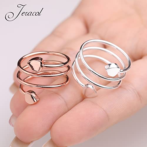 Jeracol Lymph Drainage Magnetic Bracelets and Magnetic Rings for Women,Titanium Steel Sparkling Crystal Magnetic Bracelet and Copper Love Heart Shape Magnetic Ring,Adjustable Size & Gift Box (Silver)