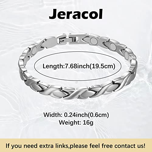 Jeracol Titanium Magnetic Bracelets for Women Bracelets Titanium Magnetic Brazaletes with 3500 Gauss Magnets Adjustable Wristband with Removal Tool & Jewellry Gift Box