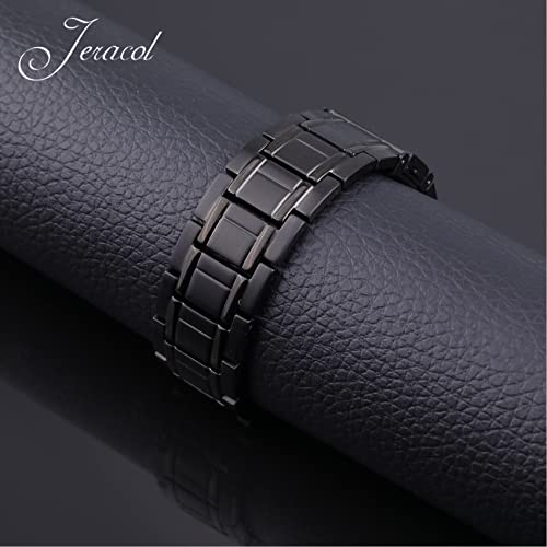 Jeracol Titanium Steel Magnetic Bracelet for Men,3X Ultra Strength Magnets Magnetic Bracelet with Unique Folding Clasp Brazaletes,Magnetic Wristband for Christmas,Adjustable Size&Gift Box