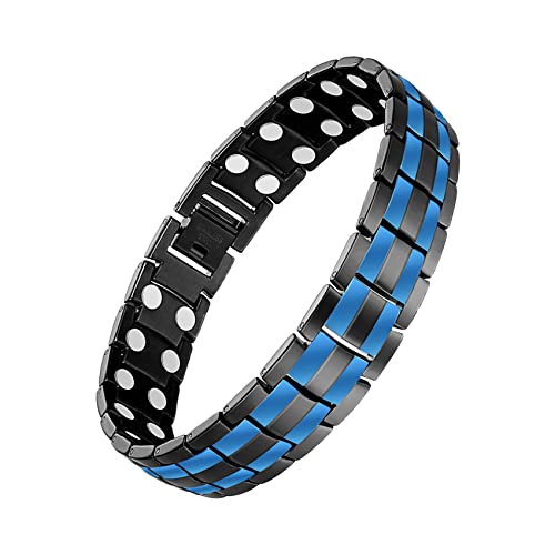 Jeracol Magnetic Bracelets for Men,Titanium Steel Magnetic Brazaletes with Double Row Ultra Strength Magnets,Adjustable Wristband with Removal Tool & Jewelry Gift Box