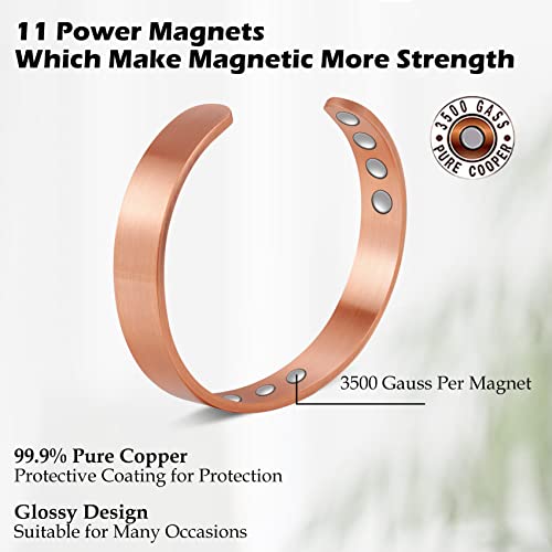 Jeracol Copper Magnetic Bracelet for Men Women,2 Pack 99.99% Solid Copper Cuff Bangle with Pattern Design Magnetic Bracelets with Ultra Strength Magnets,Adjustable Size Bracelet with Gift Box