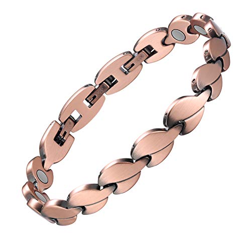 Jeracol Copper Magnetic Bracelets for Women,99.99% Solid Copper Women Wristband with Ultra Strength 3500 Guass Magnets