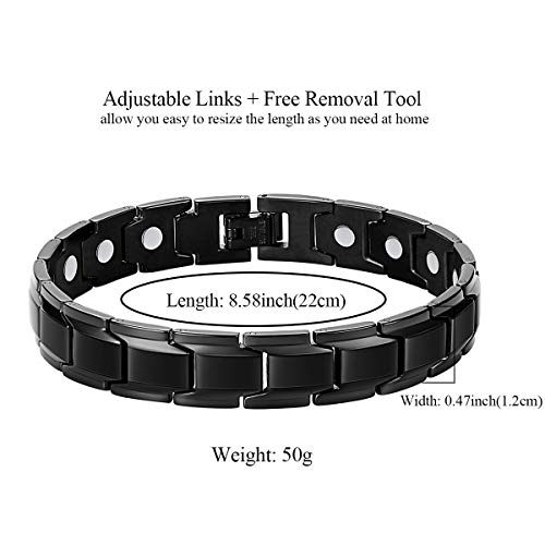 Jeracol Titanium Steel Magnetic Bracelets for Men,Magnetic Wristband with Ultra Strength Magnets Wristband,Length Adjustable Magnetic Brazaletes with Free Links Removal Tool & Gift Box