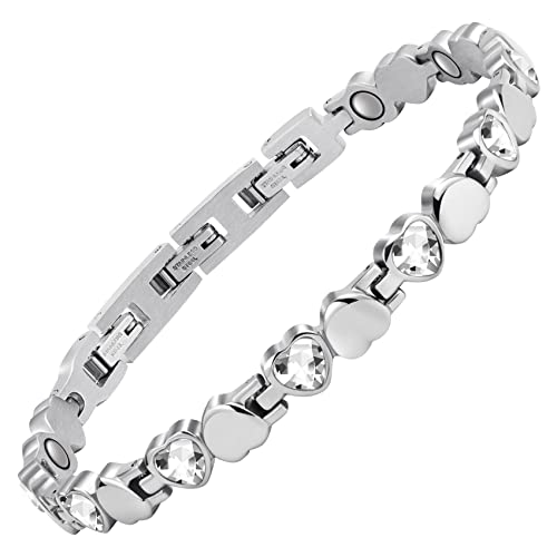 Jeracol Magnetic Bracelet for Women Sparkly Crystal Style Design Titanium Magnetic Bracelets Best Gift for Women Mother's Day with Remove Tool & Gift Box