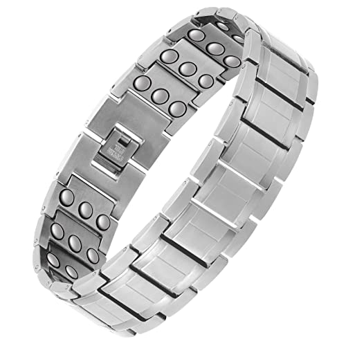 Jeracol Titanium Steel Magnetic Bracelet for Men,3X Ultra Strength Magnets Magnetic Bracelet with Unique Folding Clasp Brazaletes,Magnetic Wristband for Christmas,Adjustable Size&Gift Box