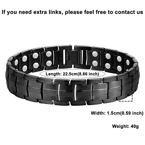 Jeracol Titanium Magnetic Bracelet Men Women Magnetic Bracelets with Double Magnets Strength Wristband Gifts Adjustable Size with Gift Box