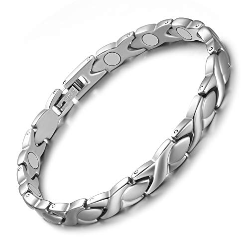 Jeracol Titanium Magnetic Bracelets for Women Bracelets Titanium Magnetic Brazaletes with 3500 Gauss Magnets Adjustable Wristband with Removal Tool & Jewellry Gift Box