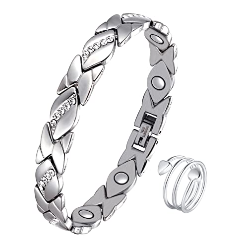 Women Love Heart Titanium Magnetic Therapy Bracelet Adjustable