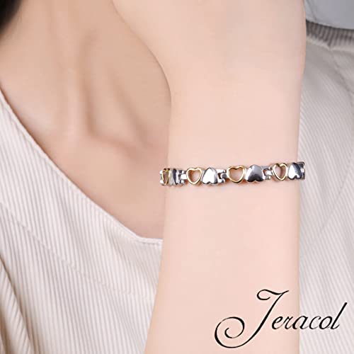 Jeracol Titanium Steel Magnetic Bracelets for Women,Love Heart Design Magnetic Wristband Brazaletes with Ultra Strong Magnets,Gifts with Removal Tool & Jewelry Gift Box