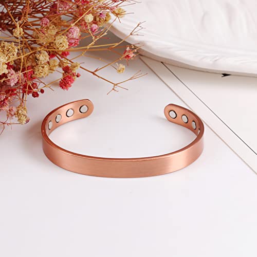 Jeracol Copper Magnetic Bracelet for Men Women,2 Pack 99.99% Solid Copper Cuff Bangle with Pattern Design Magnetic Bracelets with Ultra Strength Magnets,Adjustable Size Bracelet with Gift Box