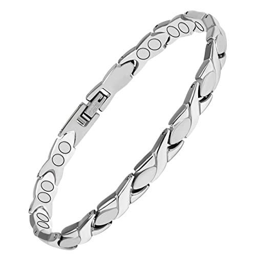 Jeracol Titanium Steel Magnetic Bracelets for Women,Love Heart Design Magnetic Wristband Brazaletes with Ultra Strong Magnets,Gifts with Removal Tool & Jewelry Gift Box