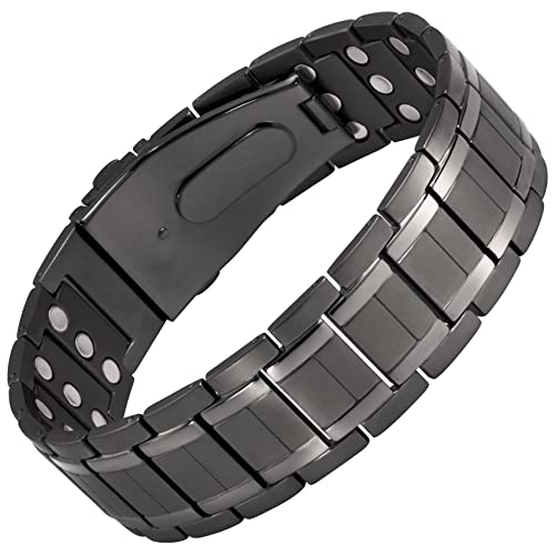 Jeracol Lymph Detox Men Magnetic Bracelet,3X Ultra Strength Magnets Pure Titanium Magnetic Wristband for Valentine's Day Gift,Unique Folding Clasp Brazaletes with Adjustable Tool&Gift Box