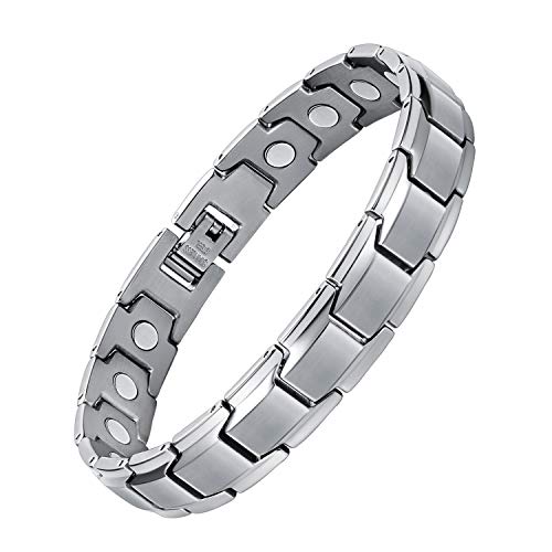 Jeracol Titanium Steel Magnetic Bracelets for Men,Magnetic Wristband with Ultra Strength Magnets Wristband,Length Adjustable Magnetic Brazaletes with Free Links Removal Tool & Gift Box