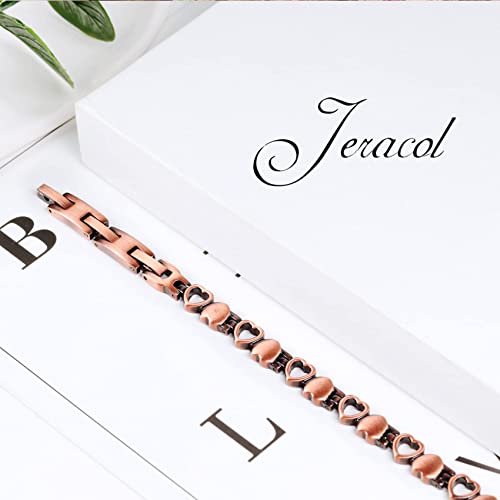 Jeracol Copper Magnetic Bracelets for Women,99.99% Solid Copper Women Wristband with Ultra Strength 3500 Guass Magnets