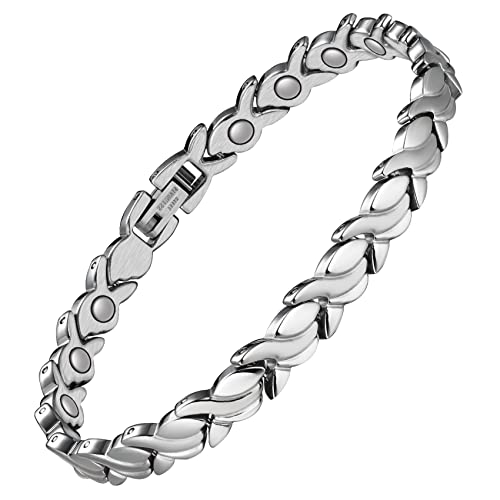 Jeracol Magnetic Bracelet for Women Sparkly Crystal Style Design Titanium Magnetic Bracelets Best Gift for Women Mother's Day with Remove Tool & Gift Box