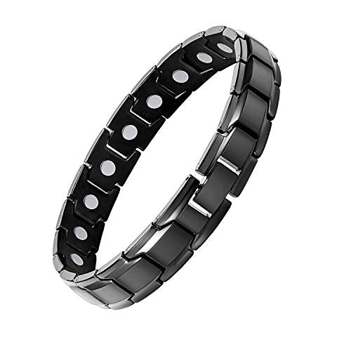 Jeracol Titanium Steel Magnetic Bracelets for Men,Magnetic Wristband with Ultra Strength Magnets Wristband,Length Adjustable Magnetic Brazaletes with Free Links Removal Tool & Gift Box