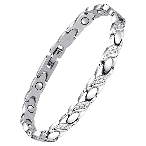 Jeracol Magnetic Bracelet for Women Sparkly Crystal Style Design Titanium Magnetic Bracelets Best Gift for Women Mother's Day with Remove Tool & Gift Box