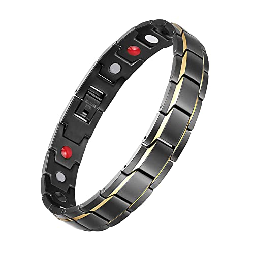 Jeracol Titanium Steel Magnetic Bracelets for Men,Magnetic Wristband with Ultra Strength Magnets Wristband,Length Adjustable Magnetic Brazaletes with Free Links Removal Tool & Gift Box