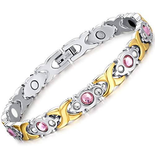 Jeracol Magnetic Bracelet for Women Sparkly Crystal Style Design Titanium Magnetic Bracelets Best Gift for Women Mother's Day with Remove Tool & Gift Box