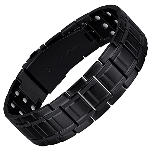 Jeracol Titanium Steel Magnetic Bracelet for Men,3X Ultra Strength Magnets Magnetic Bracelet with Unique Folding Clasp Brazaletes,Magnetic Wristband for Christmas,Adjustable Size&Gift Box