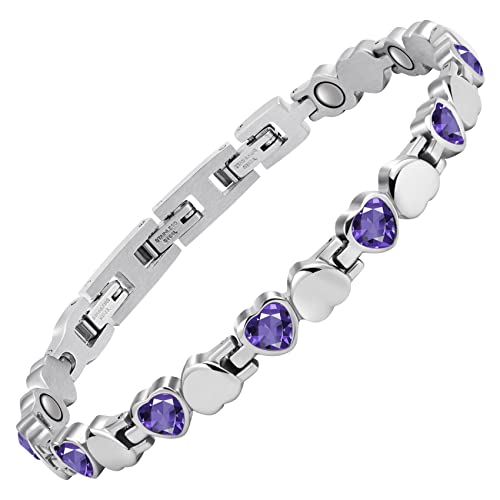 Jeracol Magnetic Bracelet for Women Sparkly Crystal Style Design Titanium Magnetic Bracelets Best Gift for Women Mother's Day with Remove Tool & Gift Box