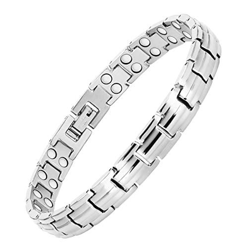 Jeracol Titanium Steel Magnetic Bracelets for Women,Love Heart Design Magnetic Wristband Brazaletes with Ultra Strong Magnets,Gifts with Removal Tool & Jewelry Gift Box