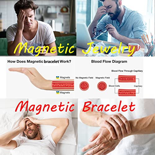 Jeracol Lymph Detox Brazaletes Titanium Steel Magnetic Bracelet for Men,with 3X Ultra Strength 3500 Gauss Magnets,Lymphatic Drainage Magnetic Wristband for Anniversary,with Removal Tool & Gift Box