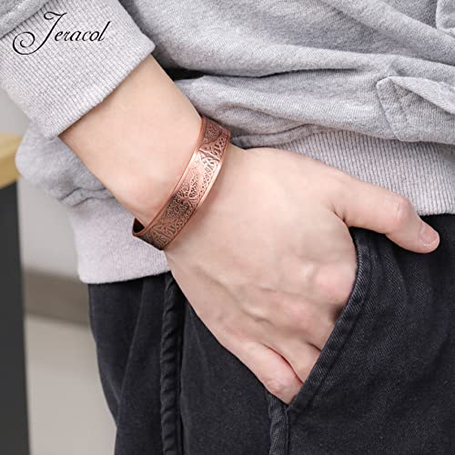 Jeracol Copper Magnetic Bracelet for Men Women,Tree of Life 100% Solid Copper Cuff Bangle with 6 3500 Guass Magnets,Adjustable Size Brazaletes with Jewellry Gift Box