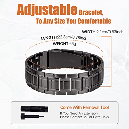 Jeracol Titanium Steel Magnetic Bracelet for Men,3X Ultra Strength Magnets Magnetic Bracelet with Unique Folding Clasp Brazaletes,Magnetic Wristband for Christmas,Adjustable Size&Gift Box