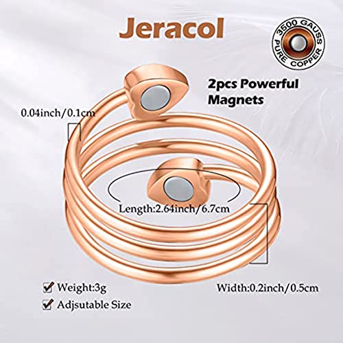 Jeracol Copper Magnetic Bracelets for Women,99.99% Solid Copper Women Wristband with Ultra Strength 3500 Guass Magnets