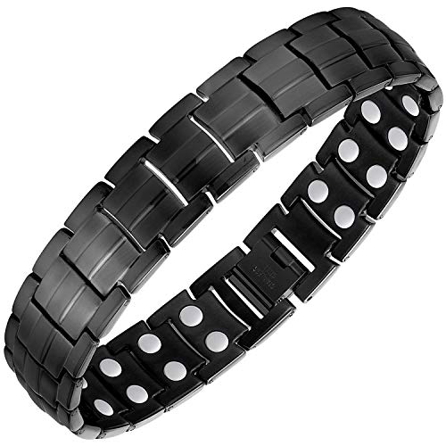 Jeracol Titanium Magnetic Bracelet Men Women Magnetic Bracelets with Double Magnets Strength Wristband Gifts Adjustable Size with Gift Box