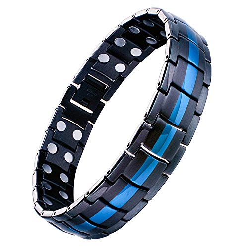 Jeracol Magnetic Bracelets for Men,Titanium Steel Magnetic Brazaletes with Double Row Ultra Strength Magnets,Adjustable Wristband with Removal Tool & Jewelry Gift Box