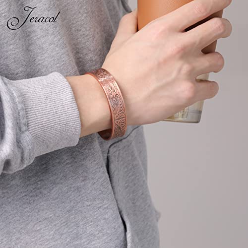 Jeracol Copper Magnetic Bracelet for Men Women,Tree of Life 100% Solid Copper Cuff Bangle with 6 3500 Guass Magnets,Adjustable Size Brazaletes with Jewellry Gift Box